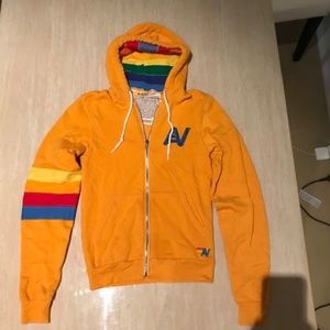 Aviator Nation Rainbow Hoodie VINTAGE YELLOW XS